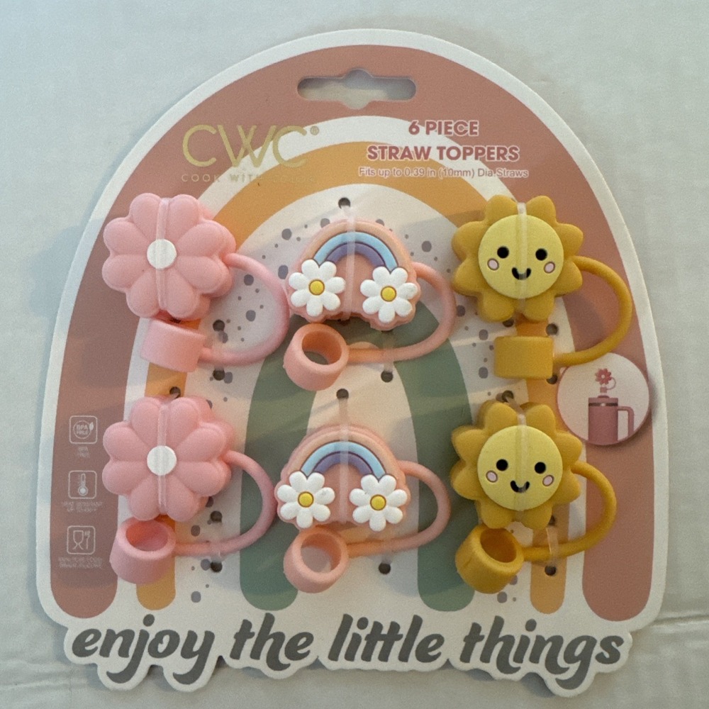 SPRING Straw Toppers Flower Rainbow Sun New
